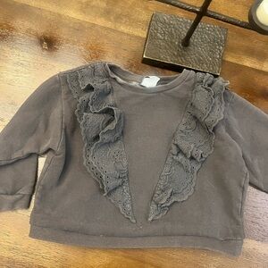 Zara Charcoal Kids Sweatshirt with Ruffles